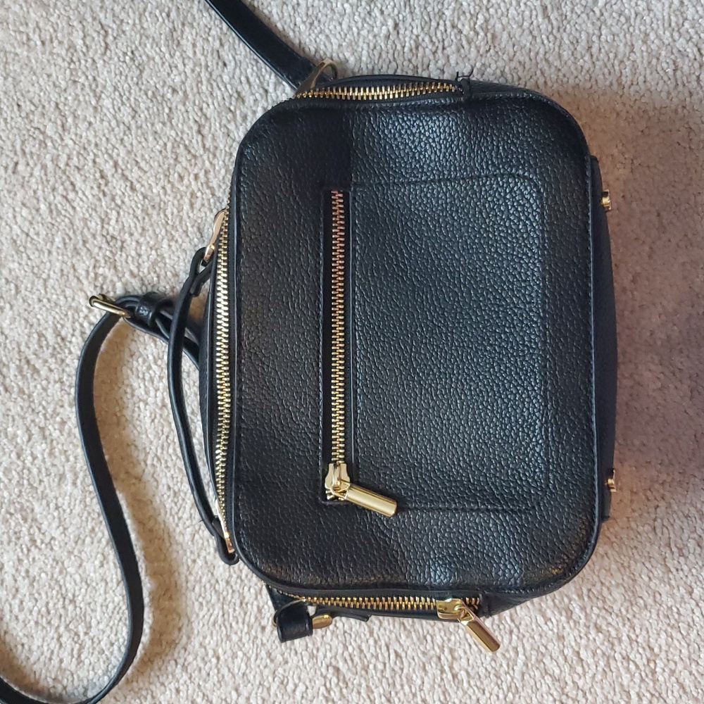 Black Crossbody Bag with Gold Accents - Picture 2 of 7